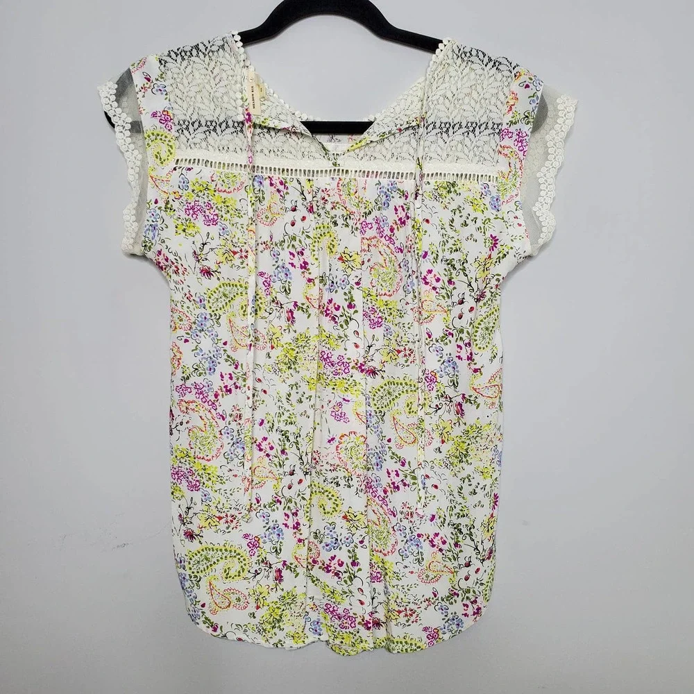 ANTHROPOLOGIE • White Meadow Rue Nellore Floral Lace Blouse Sz XS - Picture 7 of 7
